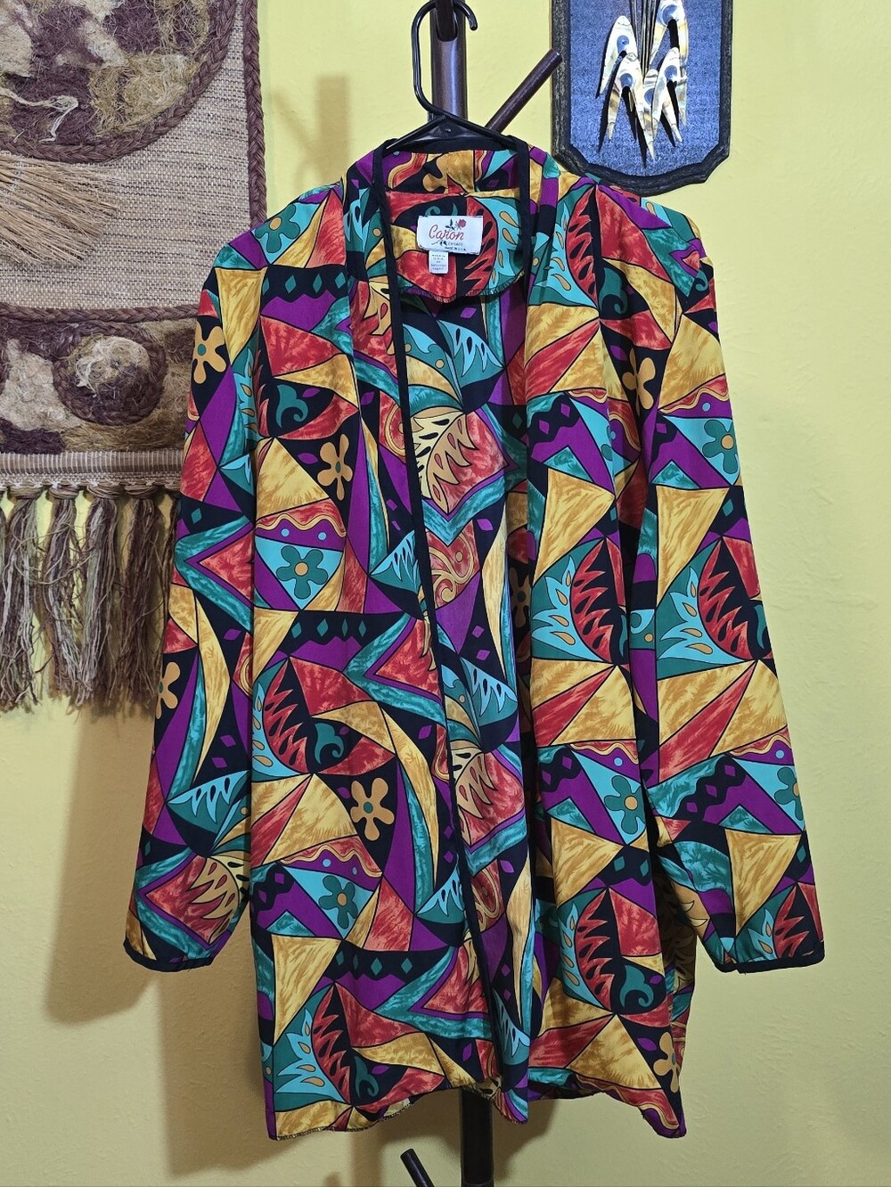 Caron Of Chicago 80s Colorful Lightweight  Geometric Women’s Blazer Sz XL